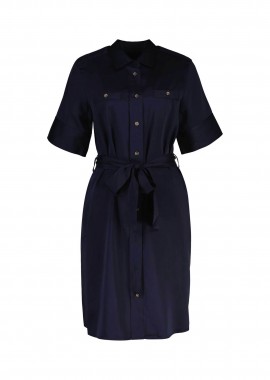 GANT - Gant γυναικείο midi φόρεμα σεμιζιέ με ζώνη Regular Fit - 4503532 Μπλε Σκούρο
