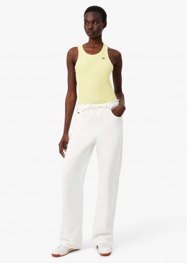 LACOSTE - Lacoste γυναικείο τζιν παντελόνι πεντάτσεπο Wide Leg - HF0206-00 Λευκό