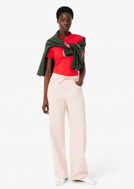 LACOSTE - Lacoste γυναικείο τζιν παντελόνι πεντάτσεπο Wide Leg - HF0206-00 Ροζ Ανοιχτό