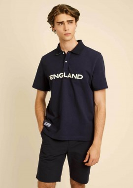 La Martina ανδρική μπλούζα πόλο πικέ με England print Regular Fit 