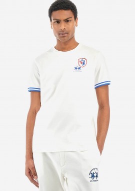 LA MARTINA - La Martina ανδρικό βαμβακερό T-shirt μονόχρωμο με contrast prints