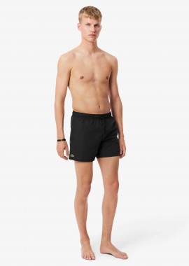 LACOSTE - Lacoste ανδρικό μαγιό σορτς μονόχρωμο με κεντημένο λογότυπο - MH6270 Μαύρο