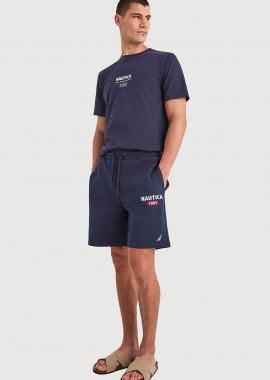 NAUTICA - Nautica ανδρική βερμούδα με ελαστική μέση και λογότυπο Classic Fit - N1V03958 Μπλε Σκούρο
