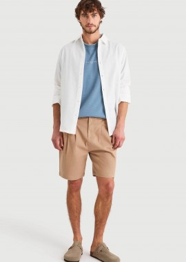 NAUTICA - Nautica ανδρική βερμούδα με τσέπες και κεντημένο λογότυπο - N1V03970 Μπεζ