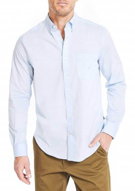 Nautica ανδρικό πουκάμισο button down με τσέπη και κεντημένο λογότυπο Classic Fit - W45126 Σιελ