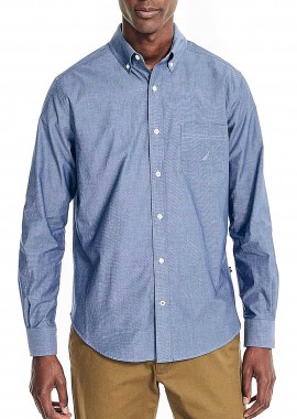 NAUTICA - Nautica ανδρικό πουκάμισο button down με τσέπη και κεντημένο λογότυπο Classic Fit - W45126 Μπλε