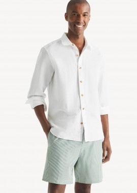 NAUTICA - Nautica ανδρικό πουκάμισο με περιεκτικότητα σε λινάρι Classic Fit - WR6548 Λευκό