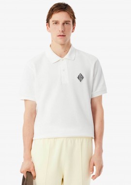 LACOSTE - Lacoste ανδρική μπλούζα πόλο πικέ με retro logo patch Classic Fit - PH0034-00 Λευκό