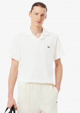 LACOSTE - Lacoste ανδρική μπλούζα πόλο πικέ με λινάρι και κεντημένο λογότυπο Classic Fit - PH2449 Λευκό