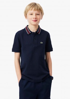 LACOSTE - Lacoste παιδική μπλούζα πόλο πικέ με contrast stripe γιακά και κεντημένο λογότυπο - PJ1051 Μπλε Σκούρο