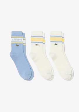 LACOSTE - Lacoste σετ unisex μακριές κάλτσες με λογότυπο (3 ζευγάρια) - RA1922 Μπλε Ανοιχτό