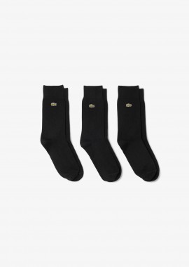 LACOSTE - Lacoste σετ unisex μακριές κάλτσες με κεντημένο λογότυπο (3 ζευγάρια) - RA8142 Μαύρο