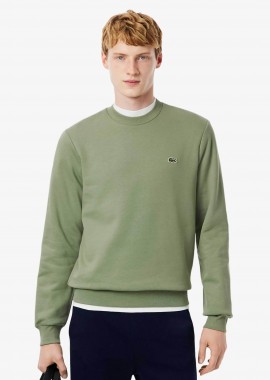 LACOSTE - Lacoste ανδρική μπλούζα φούτερ μονόχρωμη με κεντημένο λογότυπο Classic Fit - SH9608 Πράσινο Teal