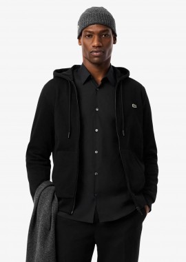 LACOSTE - Lacoste ανδρική ζακέτα φούτερ με κουκούλα και κεντημένο λογότυπο Classic Fit - SH9626 Μαύρο