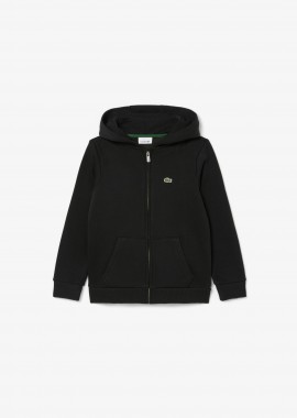 Lacoste παιδική ζακέτα φούτερ με κουκούλα και κεντημένο λογότυπο Classic Fit - SJ0936 Μαύρο