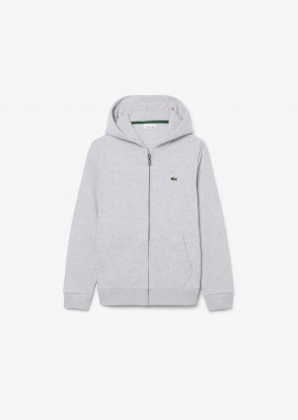 Lacoste παιδική ζακέτα φούτερ με κουκούλα και κεντημένο λογότυπο Classic Fit - SJ0936 Γκρι