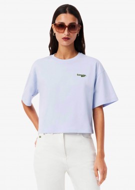 LACOSTE - Lacoste γυναικείο T-shirt με κεντημένο λογότυπο Relaxed Fit - TF7605-00 Σιελ
