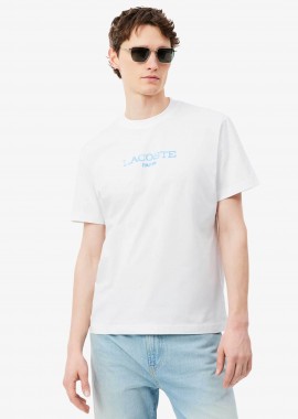 LACOSTE - Lacoste ανδρικό T-shirt με logo print Classic Fit - TH1435 Λευκό