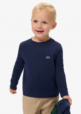 Lacoste βρεφική μακρυμάνικη μπλούζα με κεντημένο λογότυπο - TJ0805 Μπλε Σκούρο