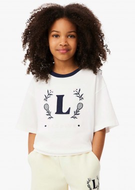 LACOSTE - Lacoste παιδικό T-shirt με graphic logo Oversized Fit - TJ6624 Λευκό