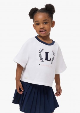 Lacoste παιδικό T-shirt με graphic logo Oversized Fit - TJ6645 Λευκό