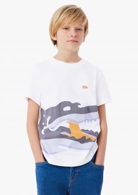 LACOSTE - Lacoste παιδικό T-shirt με crocodile print - TJ6920 Λευκό