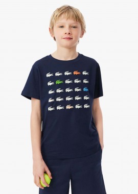 LACOSTE - Lacoste παιδικό T-shirt με crocodile print - TJ7369 Μπλε Σκούρο