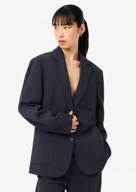 LACOSTE - Lacoste γυναικείο σακάκι πικέ Relaxed Fit - VF0262 Μπλε Σκούρο