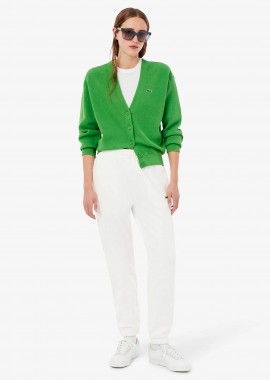 LACOSTE - Lacoste γυναικείο παντελόνι φόρμας με κεντημένο λογότυπο Straight Fit - XF7604-00 Λευκό