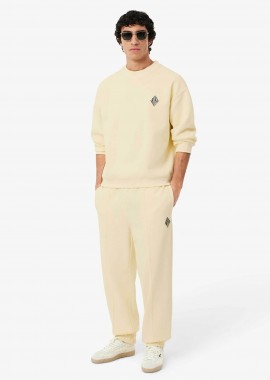 Lacoste ανδρικό παντελόνι φόρμας πικέ με κεντημένο retro logo Regular Fit - XH0033-00 Κρέμ
