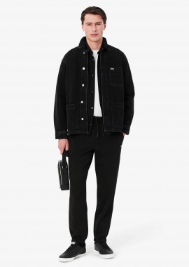LACOSTE - Lacoste ανδρικό παντελόνι φόρμας με κεντημένο λογότυπο Regular Fit - XH9610 Μαύρο