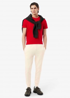 Lacoste ανδρικό παντελόνι φόρμας με κεντημένο λογότυπο Slim Fit - XH9624 Εκρού