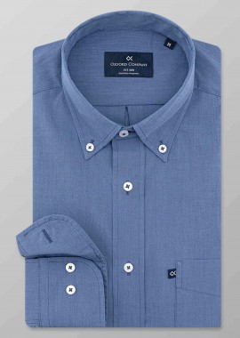 OXFORD COMPANY - Oxford Company ανδρικό πουκάμισο μονόχρωμο και button down Regular Fit - J111-BW11.01 Μπλε Ανοιχτό