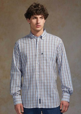Oxford Company ανδρικό sport πουκάμισο button down καρό Regular Fit - M131-BZ10.01 Μπλε