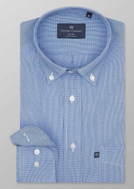 OXFORD COMPANY - Oxford Company ανδρικό sport πουκάμισο button down καρό Regular Fit - M134-BZ10.01 Μπλε