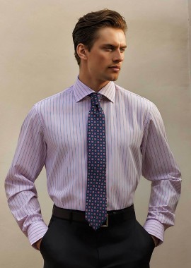 OXFORD COMPANY - Oxford Company ανδρικό Classic πουκάμισο ριγέ Regular Fit Club - M323NRZ20.01 Ροζ