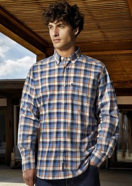 OXFORD COMPANY - Oxford Company ανδρικό sport πουκάμισο button down καρό Regular Fit - F130-BZ10.01 Μπλε