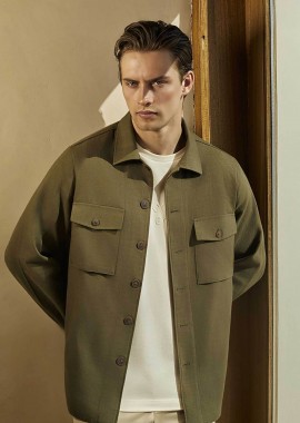Oxford Company ανδρικό overshirt μονόχρωμο Regular Fit - B116-OZ21.03 Λαδί