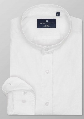 OXFORD COMPANY - Oxford Company ανδρικό πουκάμισο sport με μάο γιακά μονόχρωμο Regular Fit - L210-MZ20.01 Λευκό