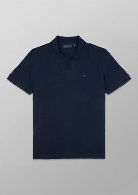 OXFORD COMPANY - Oxford Company ανδρική μπλούζα πόλο πικέ μονόχρωμη με κεντημένο λογότυπο Regular Fit - P505-PZ00.03 Μπλε Σκούρο