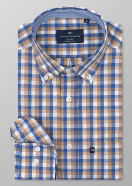 OXFORD COMPANY - Oxford Company ανδρικό sport πουκάμισο button down καρό Regular Fit - F132-BZ10.04 Μπλε
