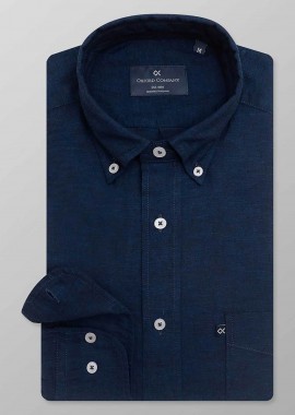 OXFORD COMPANY - Oxford Company ανδρικό sport πουκάμισο button down μονόχρωμο Regular Fit - L310-BN11.12 Μπλε Σκούρο