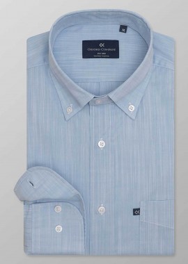 Oxford Company ανδρικό sport πουκάμισο button down μονόχρωμο Regular Fit - F110-BZ10.02 Μπλε Ανοιχτό