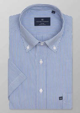 OXFORD COMPANY - Oxford Company ανδρικό sport πουκάμισο button down ριγέ Regular Fit - M125-BZ30.01 Μπλε