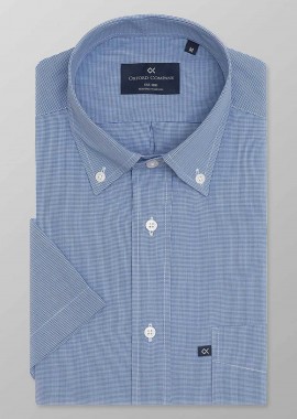 Oxford Company ανδρικό sport πουκάμισο button down μονόχρωμο Regular Fit - M134-BZ30.01 Μπλε