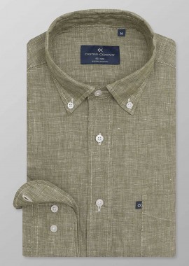 Oxford Company ανδρικό sport πουκάμισο button down μονόχρωμο Regular Fit - L214-BZ10.03 Λαδί