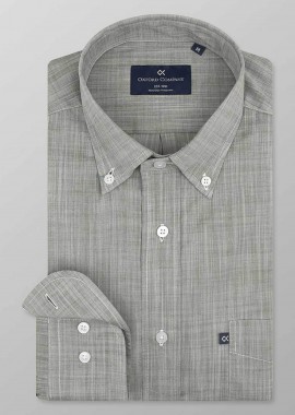 Oxford Company ανδρικό sport πουκάμισο button down μονόχρωμο Regular Fit - F110-BZ10.09 Πράσινο Σκούρο