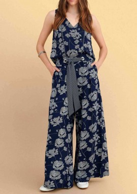 ATTRATTIVO - Attrattivo γυναικεία παντελόνα με floral print - 9923162 Μπλε Σκούρο
