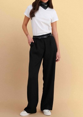 ATTRATTIVO - Attrativo γυναικείο παντελόνι μονόχρωμο Straight Fit - 9922992 Μαύρο
