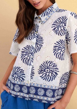 ATTRATTIVO - Attrativo γυναικείο πουκάμισο με floral print - 9924390 Λευκό